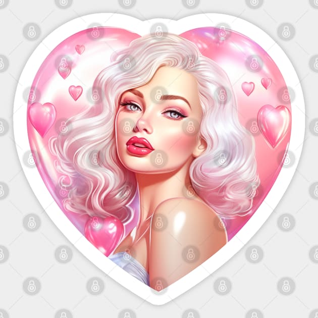 Beautiful Barbie with glossy shiny heart Sticker by Violet77 Studio